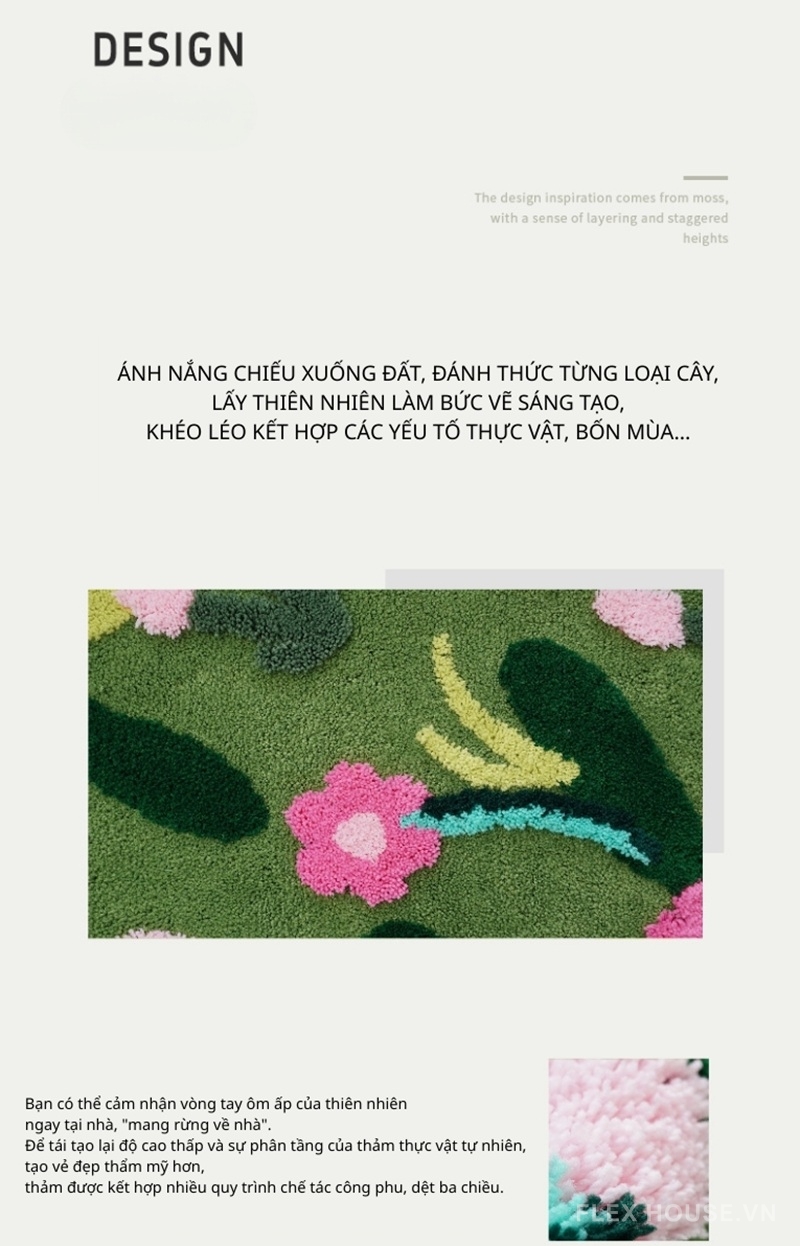 Thảm polyester dệt nổi 3D hệ thực vật bốn mùa SH2756 4 Thảm polyester dệt nổi 3D hệ thực vật bốn mùa SH2756
