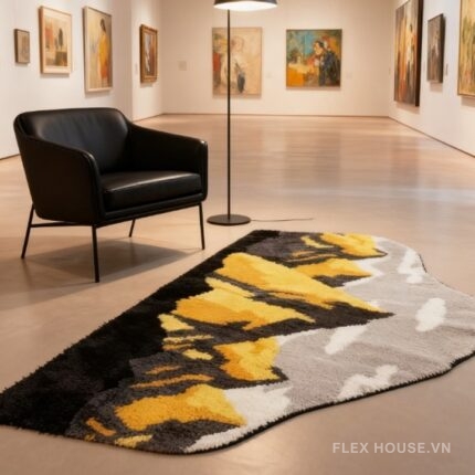 Thảm polyester hình những ngọn núi ánh dương SH2751