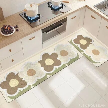 Thảm PVC trải bếp hình hoa chống bám bẩn YY1978.02