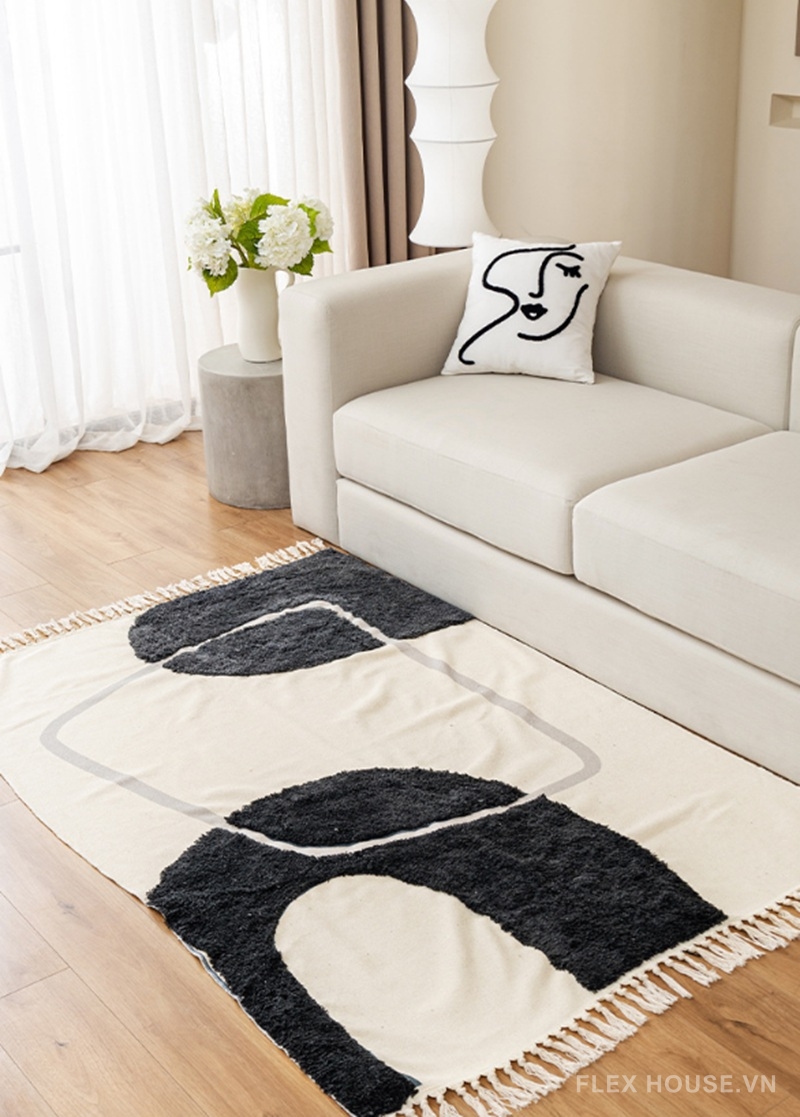 Thảm trải sofa họa tiết trừu tượng tương phản XF2528 1 Thảm trải sofa họa tiết trừu tượng tương phản XF2528