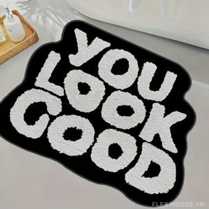 Thảm trang trí homestay studio chữ YOU LOOK GOOD JX5708.W