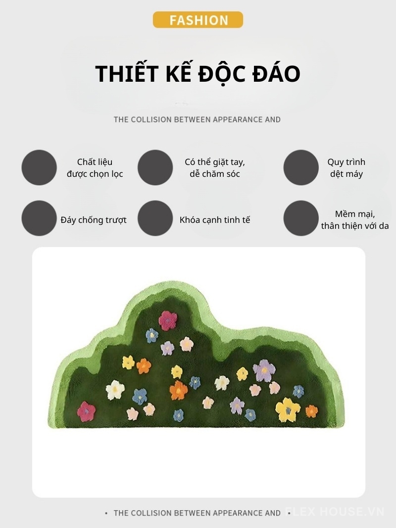 Thảm trang trí phòng ngủ vườn hoa Nordic SH2748 2 Thảm trang trí phòng ngủ vườn hoa Nordic SH2748