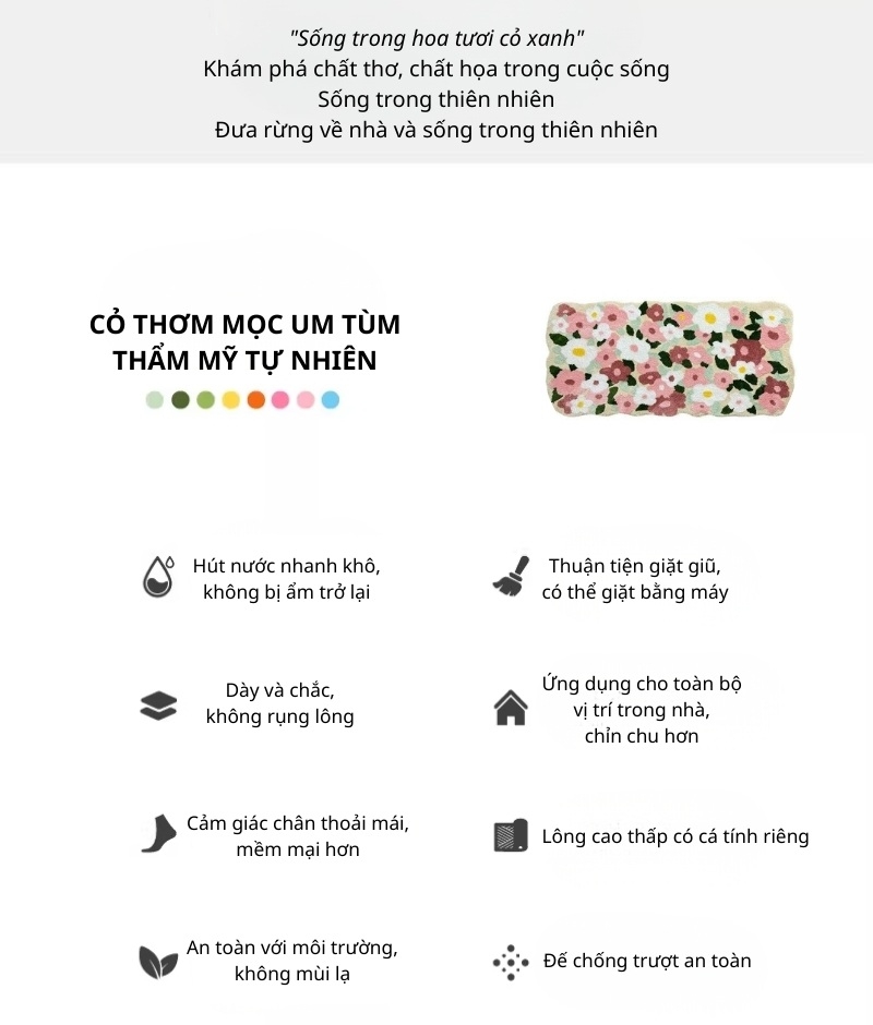 Thảm trang trí phòng ngủ vườn hoa pastel SH2750 3 Thảm trang trí phòng ngủ vườn hoa pastel SH2750