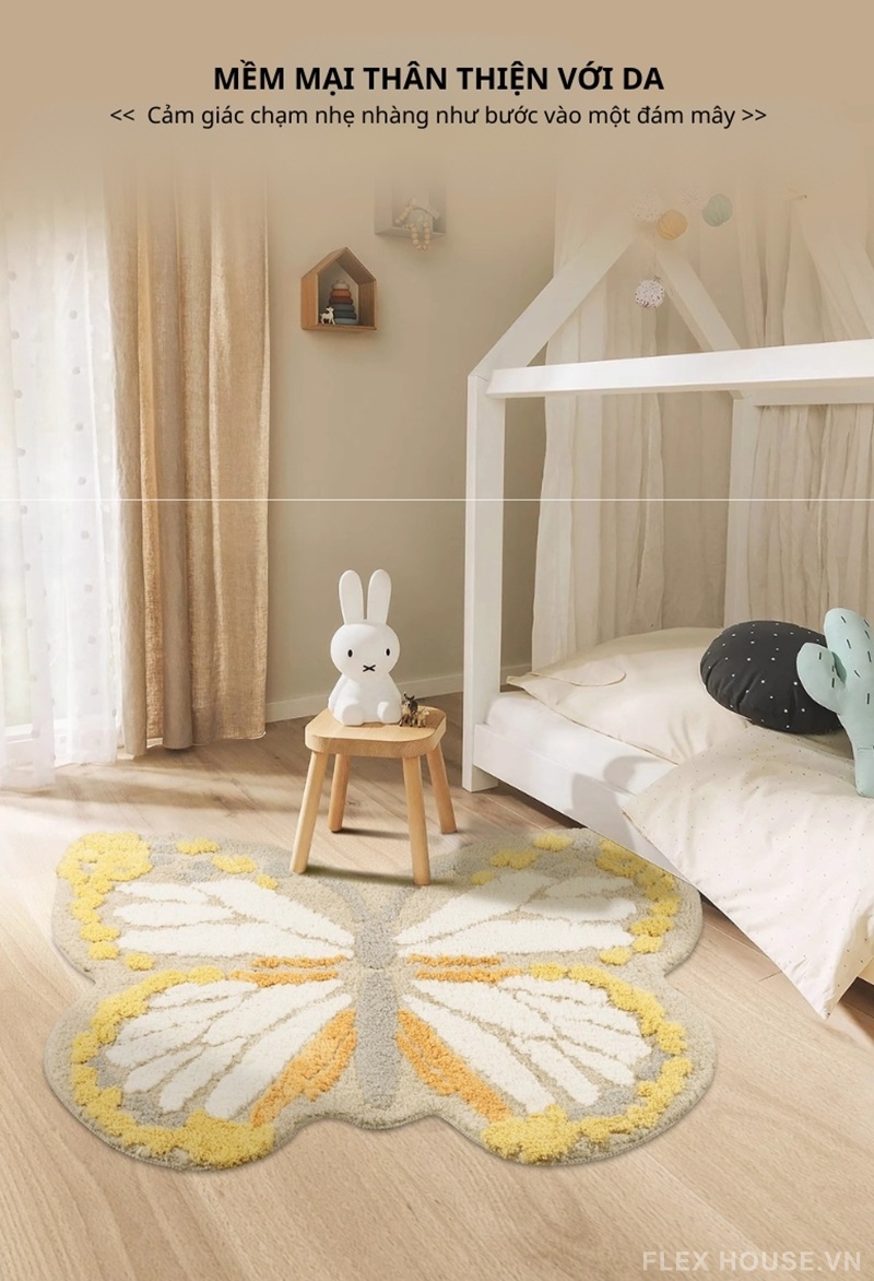 Thảm trang trí phòng trẻ em hình bướm Eclectic QZ0910 2 Thảm trang trí phòng trẻ em hình bướm Eclectic QZ0910