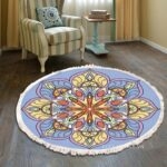 Thảm tròn mandala tua rua decor homestay XF7725