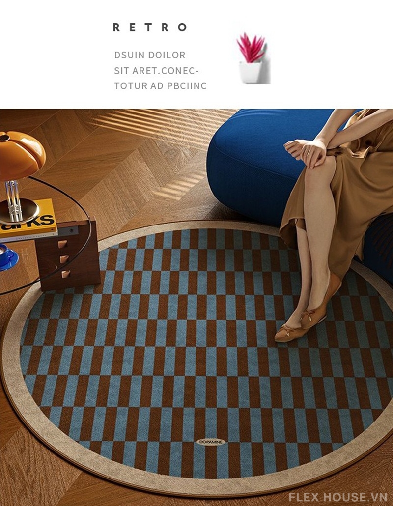 Thảm tròn trải sofa bàn trà cổ điển tối giản SH7583 1 Thảm tròn trải sofa bàn trà cổ điển tối giản SH7583