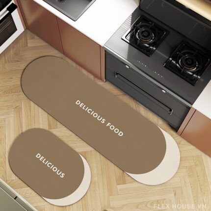 Thảm vải nhung chống trượt chữ Delicious Food YY7216.01