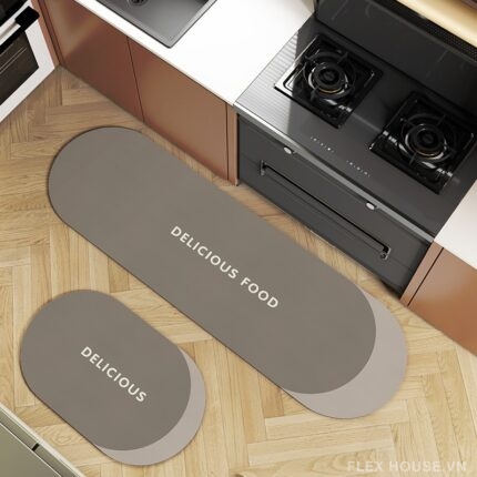 Thảm vải nhung chống trượt chữ Delicious Food YY7216.02