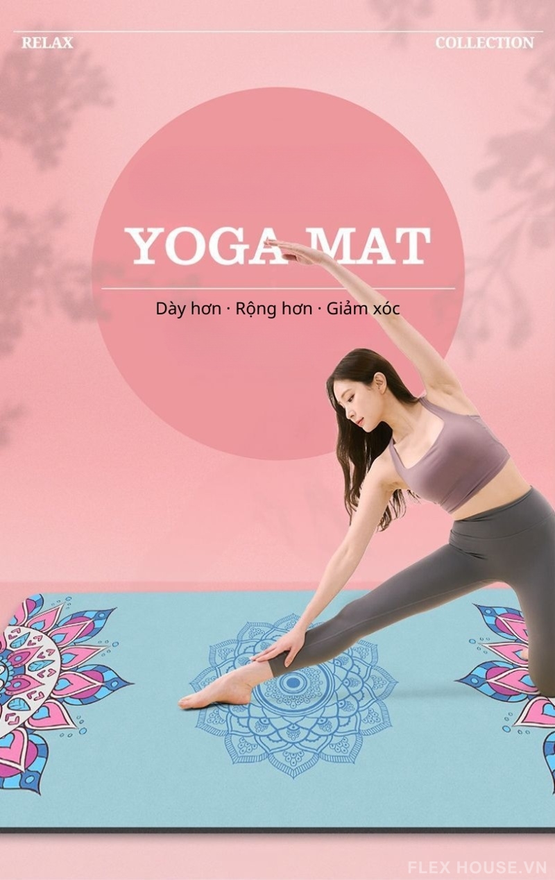 Thảm yoga đế TPE họa tiết Mandala nghệ thuật QZ7013 1 Thảm yoga đế TPE họa tiết Mandala nghệ thuật QZ7013