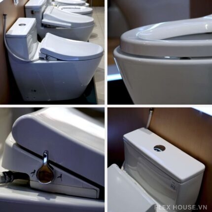 Bồn cầu men sứ 1 khối nắp êm rửa lạnh cao cấp TOTO MS625DE4