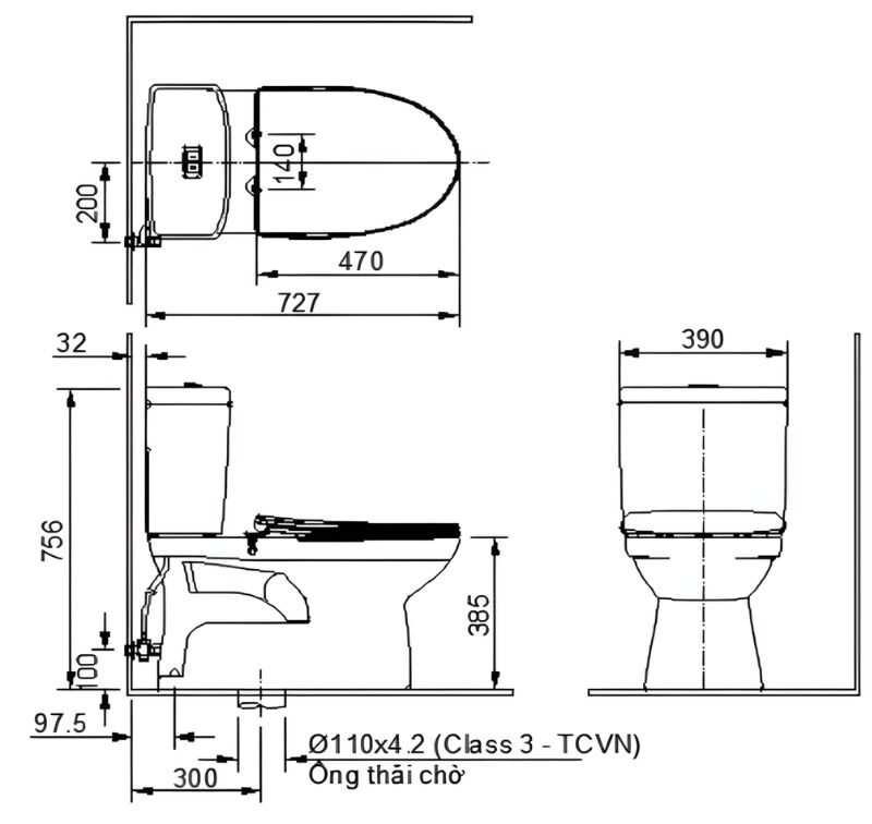 Bồn cầu men sứ nắp đóng êm 2 khối Inax AC-504VWN-2 2 Bồn cầu men sứ nắp đóng êm 2 khối Inax AC-504VWN-2