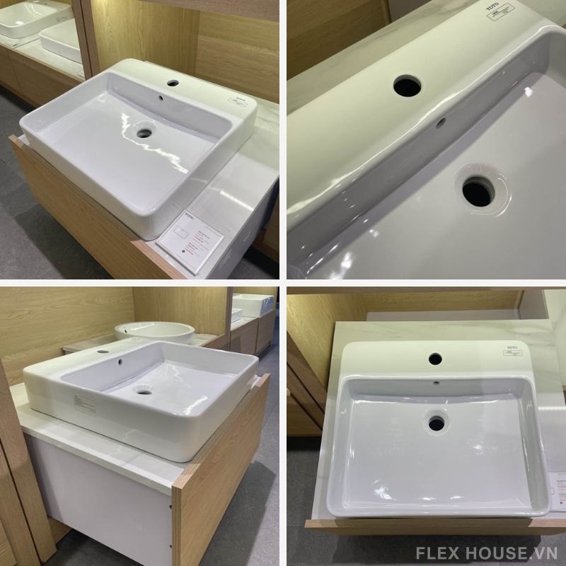 Chậu rửa mặt đặt bàn men sứ dáng vuông TOTO LT950C 1 Chậu rửa mặt đặt bàn men sứ dáng vuông TOTO LT950C