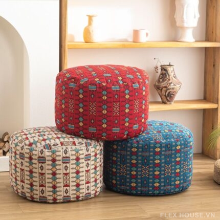 Ghế đôn họa tiết họa tiết du mục đa màu DF9220