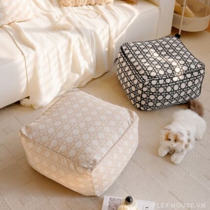 Ghế đôn họa tiết mắt cáo nghệ thuật HJ7287