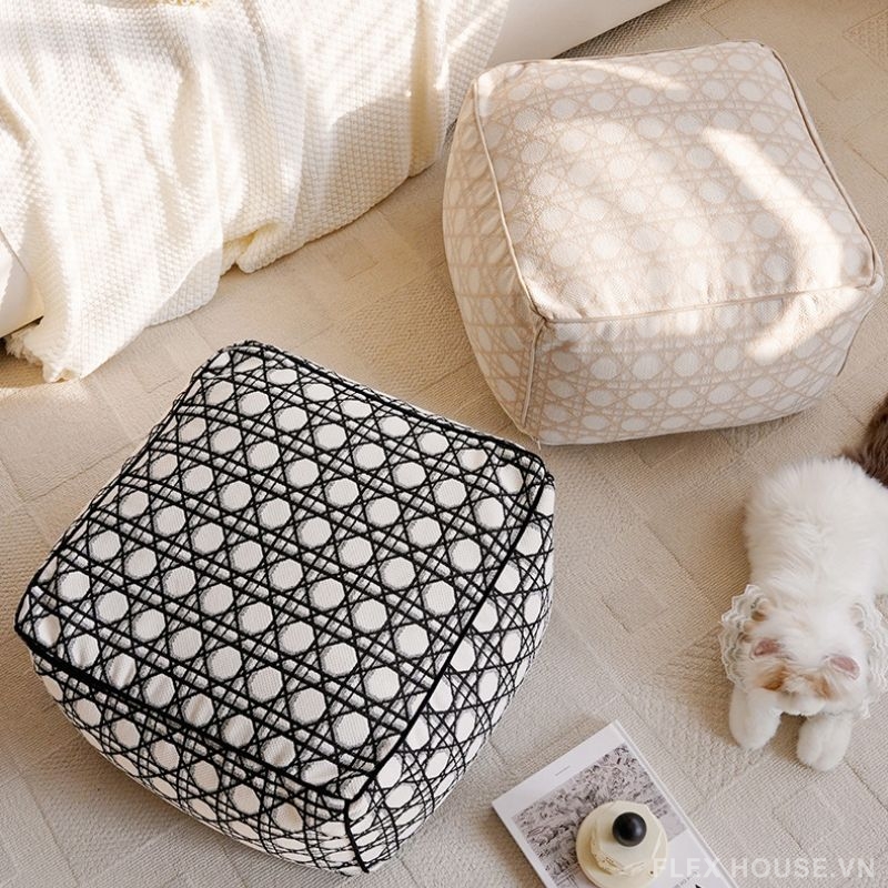 Ghế đôn họa tiết mắt cáo nghệ thuật HJ7287 5 Ghế đôn họa tiết mắt cáo nghệ thuật HJ7287 8