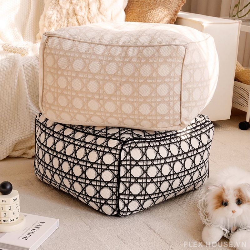 Ghế đôn họa tiết mắt cáo nghệ thuật HJ7287 4 Ghế đôn họa tiết mắt cáo nghệ thuật HJ7287 7