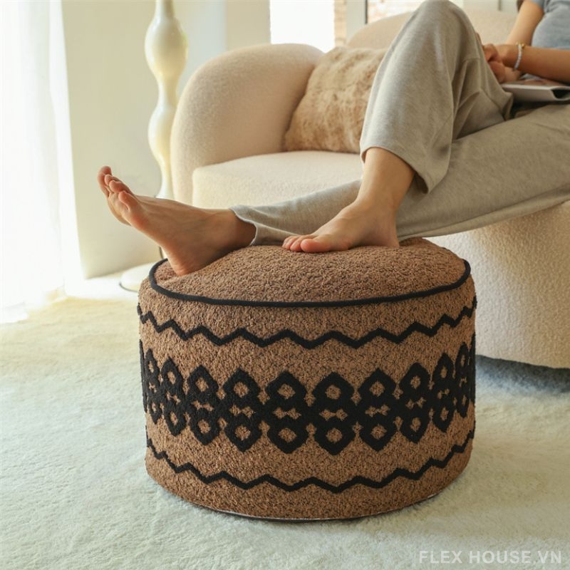 Ghế đôn phòng khách họa tiết thổ cẩm HD4956 3 Ghế đôn phòng khách họa tiết thổ cẩm HD4956 5