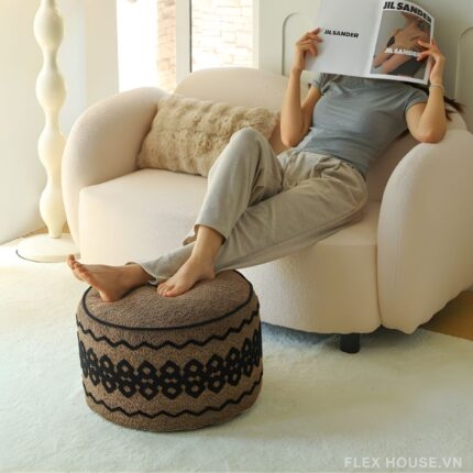 Ghế đôn phòng khách họa tiết thổ cẩm HD4956