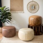 Ghế đôn sofa bọc da phong cách Tây Âu DO8549