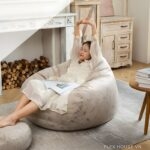 Ghế lười hạt xốp túi đậu họa tiết vân đá cao cấp DO8139