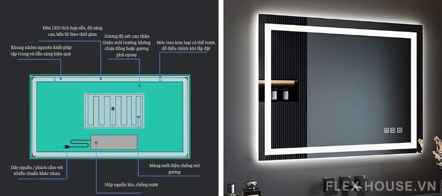 Gương đèn LED có tốn điện không? Dùng lâu dài có bền không? 16 Gương đèn LED có tốn điện không? Dùng lâu dài có bền không? 2