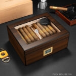 Hộp bảo quản cigar gỗ tuyết tùng 2 ngăn CGL7114