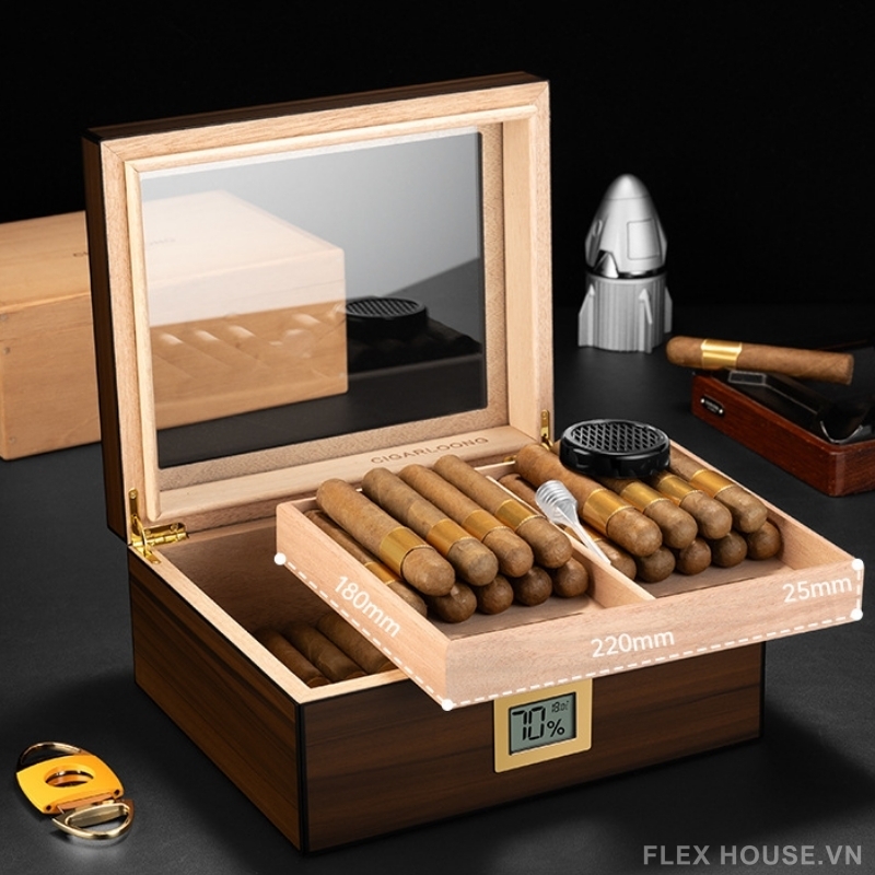 Hộp bảo quản cigar gỗ tuyết tùng 2 ngăn CGL7114 5 Hộp bảo quản cigar gỗ tuyết tùng 2 ngăn CGL7114 11