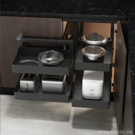 Kệ góc liên hoàn tủ bếp thép phủ nano Taura 81004