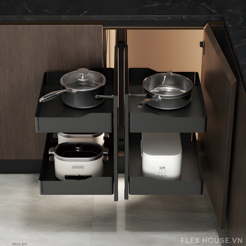 Kệ góc tủ bếp sole mở toàn phần Taura 81001B-G 1 Kệ góc tủ bếp sole mở toàn phần Taura 81001B-G