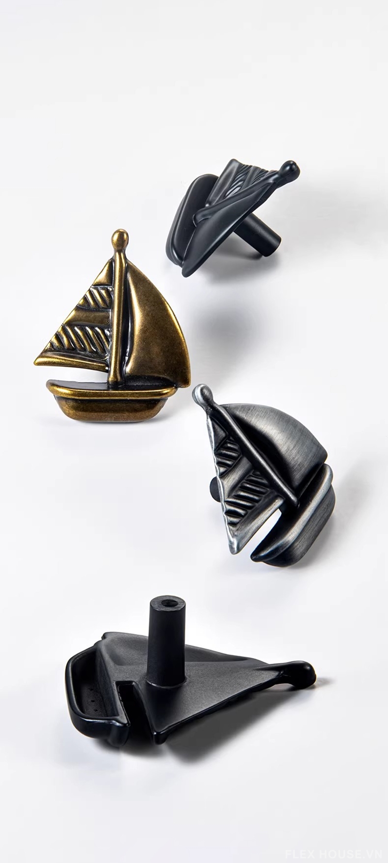 Núm tay nắm cánh tủ hợp kim hình con thuyền JM663 3 Núm tay nắm cánh tủ hợp kim hình con thuyền JM663 6