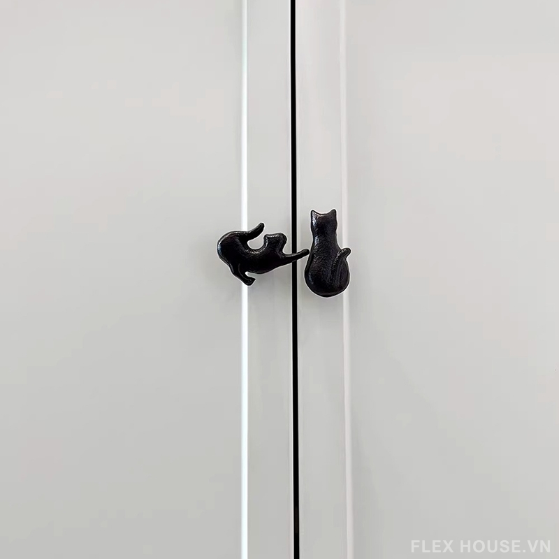 Núm tay nắm cánh tủ decor hình mèo mun JM899 3 Núm tay nắm cánh tủ decor hình mèo mun JM899 9