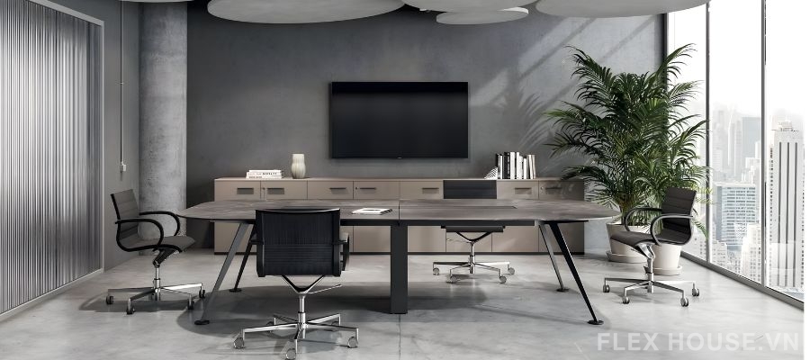 Xu hướng thiết kế văn phòng: Giải pháp không gian làm việc hiệu quả 17 Sự tinh giản trong thiết kế giúp không gian luôn gọn gàng và dễ kiểm soát. Việc hạn chế chi tiết thừa cũng giúp việc bảo trì và vệ sinh trở nên đơn giản hơn. Phong cách này phù hợp với doanh nghiệp theo đuổi hình ảnh chuyên nghiệp, lâu dài.