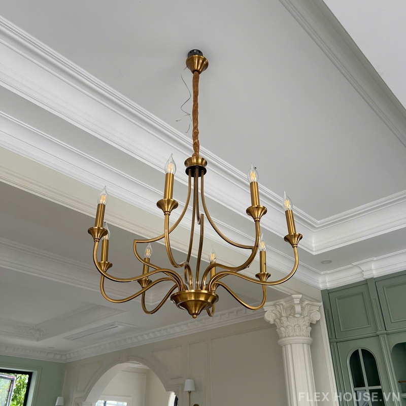 Đèn chùm nến thả trần phong cách châu Âu DC151 12 Đèn chùm nến thả trần phong cách châu Âu DC151