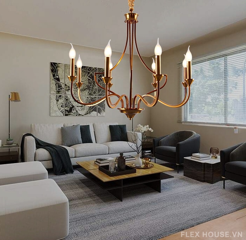 Đèn chùm nến thả trần phong cách châu Âu DC151 3 Đèn chùm nến thả trần phong cách châu Âu DC151