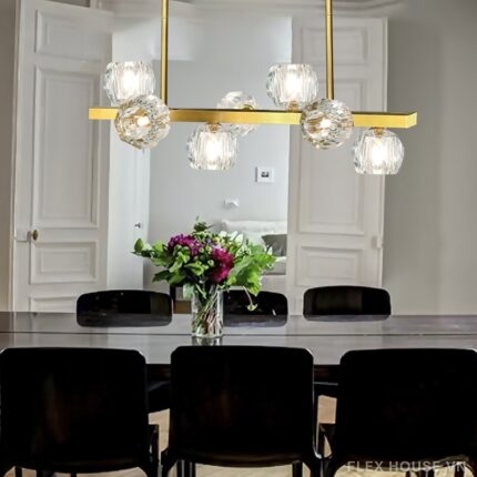 Đèn thả trần pha lê thân xi vàng đồng cao cấp TTK64