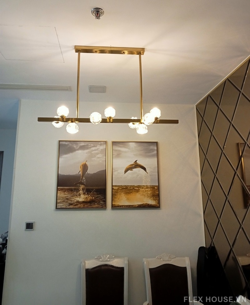 Đèn thả trần pha lê thân xi vàng đồng cao cấp TTK64 3 Đèn thả trần pha lê thân xi vàng đồng cao cấp TTK64