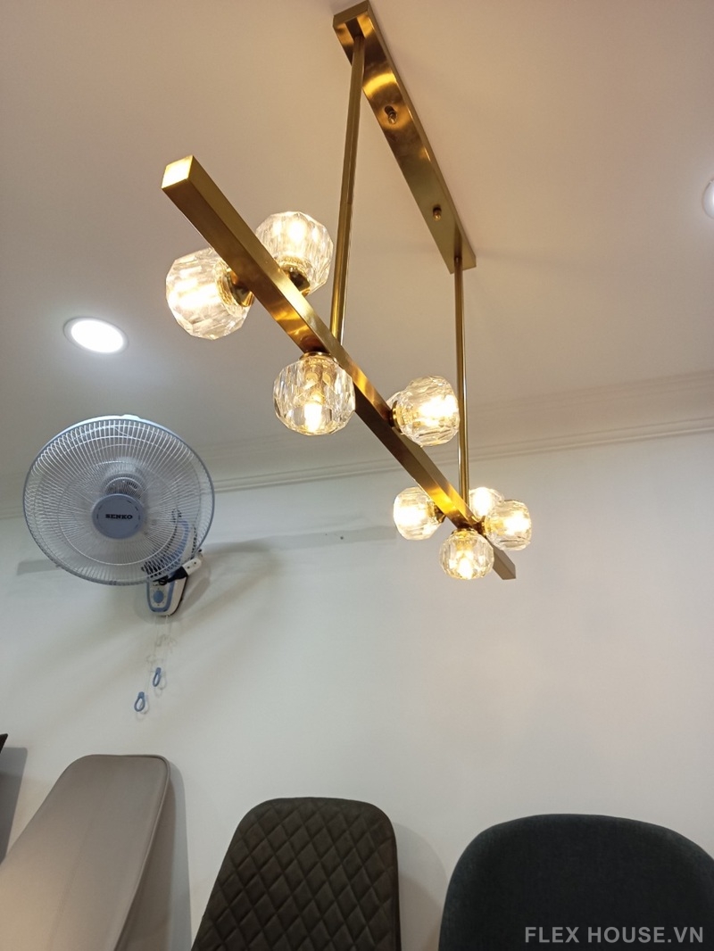 Đèn thả trần pha lê thân xi vàng đồng cao cấp TTK64 4 Đèn thả trần pha lê thân xi vàng đồng cao cấp TTK64