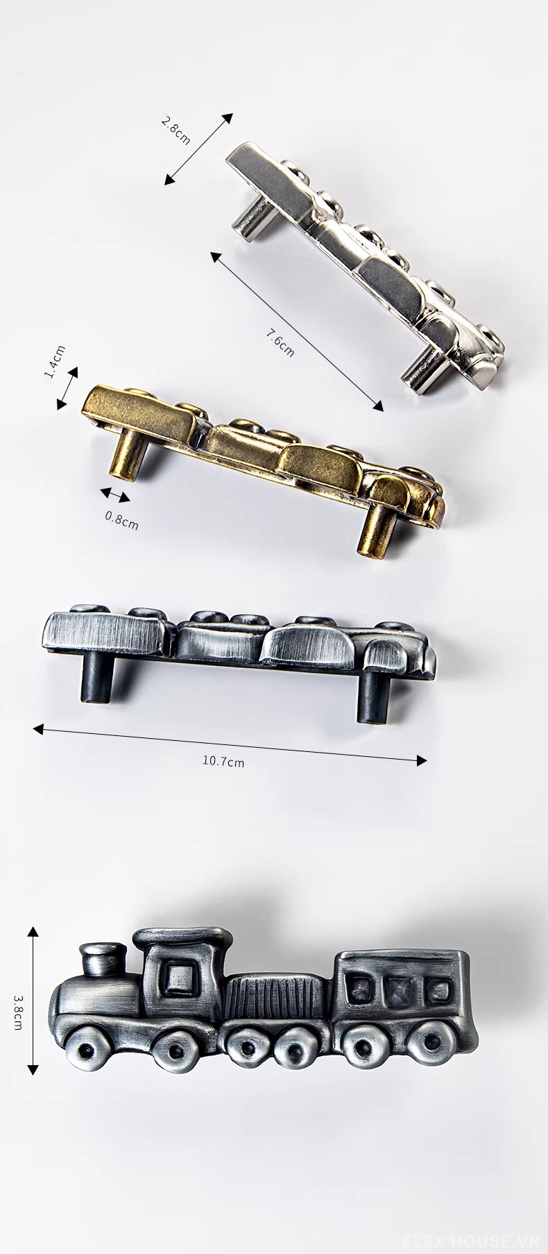 Tay nắm cánh tủ hợp kim hình tàu hỏa JM660 5 Tay nắm cánh tủ hợp kim hình tàu hỏa JM660 9