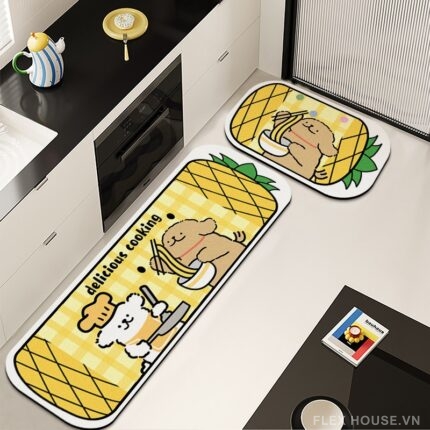 Thảm bếp đế cao su chống trượt phong cách Kawaii JX5548.02