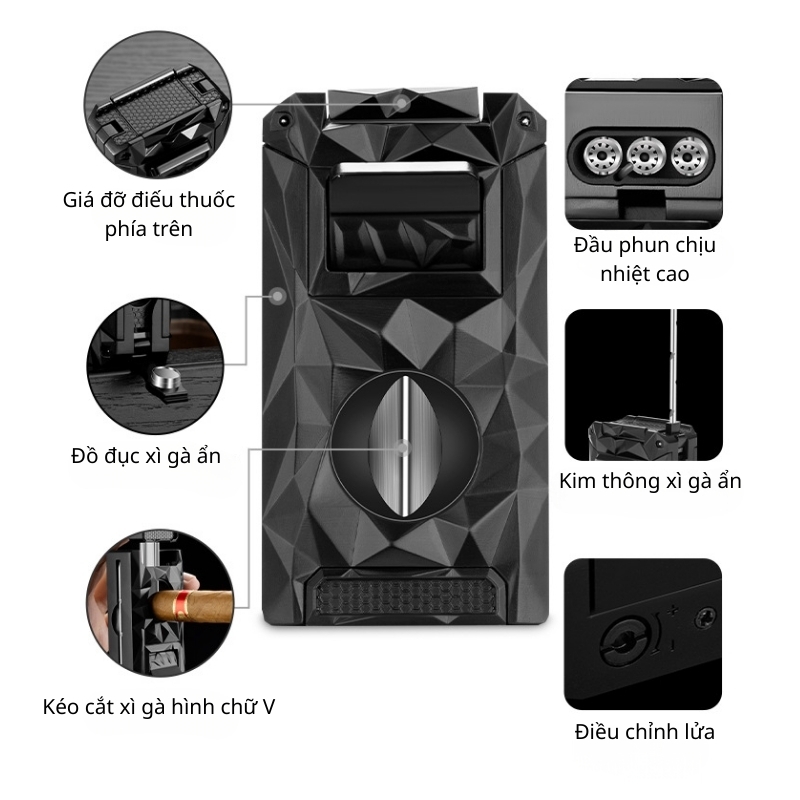 Bật lửa cigar 3 tia đa chức năng CGL9158 5 Bật lửa cigar 3 tia đa chức năng CGL9158 18