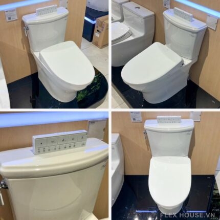 Bồn cầu 2 khối nắp rửa điện tử Washlet giấu dây TOTO CS986CGW23