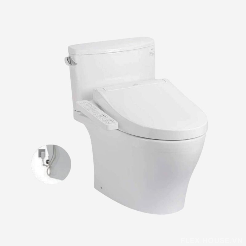 Bồn cầu 2 khối nắp rửa điện tử xả xoáy TOTO CS767RW16 (1) Bồn cầu nắp rửa điện tử men sứ 2 khối TOTO CS767RW18