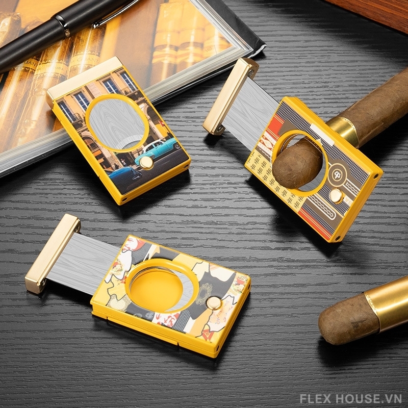 Dao cắt cigar họa tiết retro cao cấp CGL7174 (1) Dao cắt cigar họa tiết retro cao cấp CGL7174
