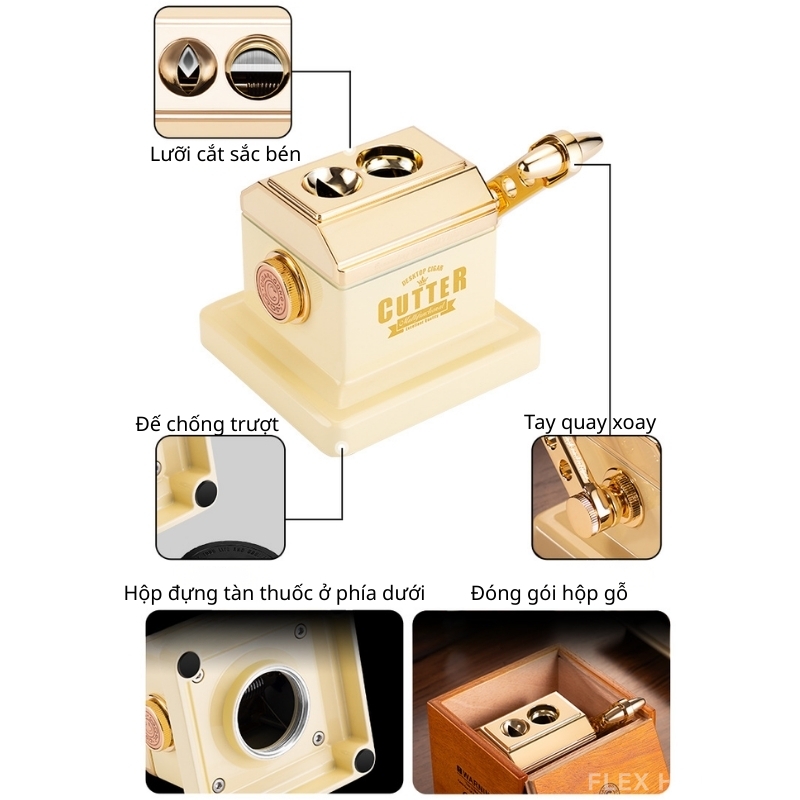 Dụng cụ cắt xì gà để bàn tay quay cơ học CGL7080 10 Dụng cụ cắt xì gà để bàn tay quay cơ học CGL7080 16