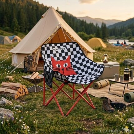 Ghế cắm trại gấp gọn hình mèo cờ vây XU3490