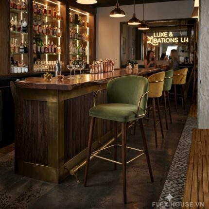 Ghế quầy bar dáng cao lưng tựa mộc rêu GS2418