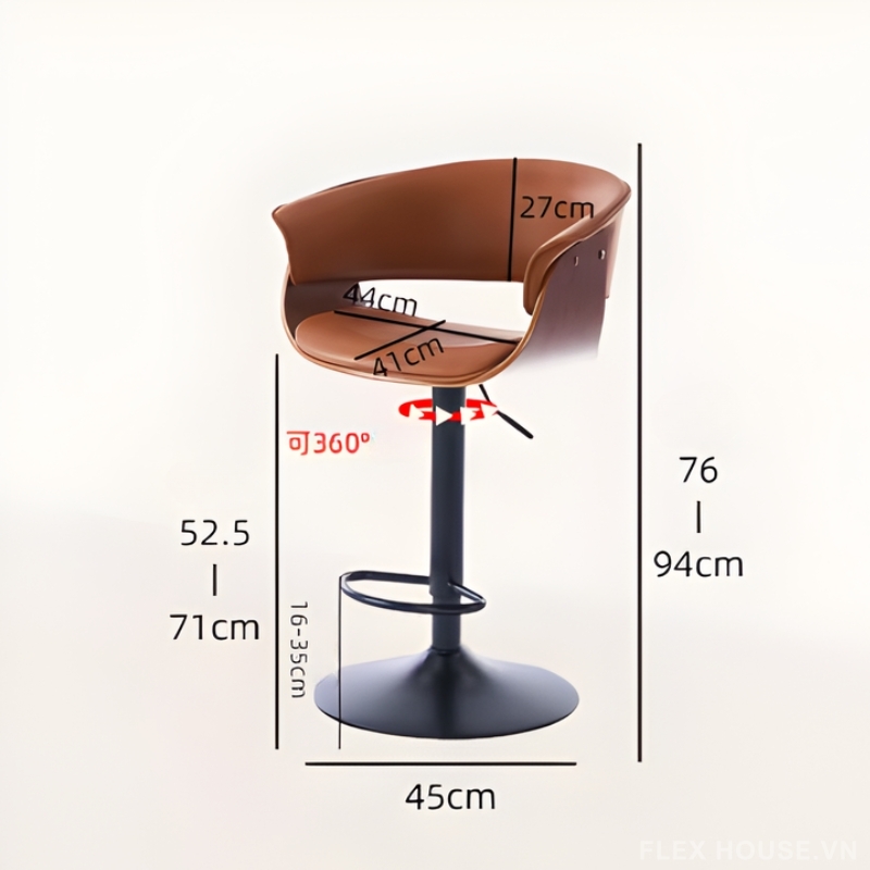 Ghế quầy bar Bauhaus lưng tựa điều chỉnh xoay 360 độ XH8795 10 Ghế quầy bar Bauhaus lưng tựa điều chỉnh xoay 360 độ XH8795 10