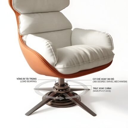 Ghế sofa đơn xoay 360 độ phong cách Ý MS0465