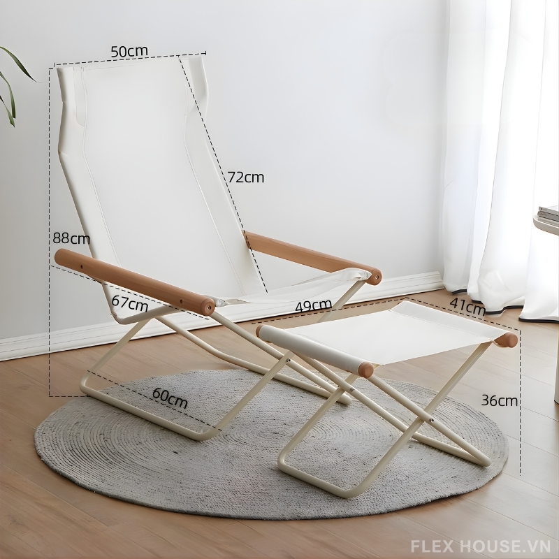 Ghế xếp thư giãn đọc sách tay vịn gỗ hiện đại HJ0625 11 Ghế xếp thư giãn đọc sách tay vịn gỗ hiện đại HJ0625