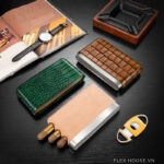 Hộp đựng cigar da vân cá sấu lót gỗ tuyết tùng CGL821